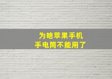 为啥苹果手机手电筒不能用了