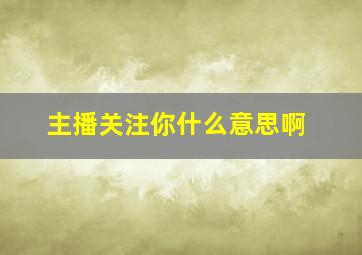 主播关注你什么意思啊