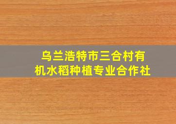 乌兰浩特市三合村有机水稻种植专业合作社