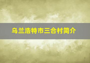 乌兰浩特市三合村简介