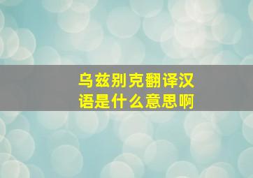 乌兹别克翻译汉语是什么意思啊