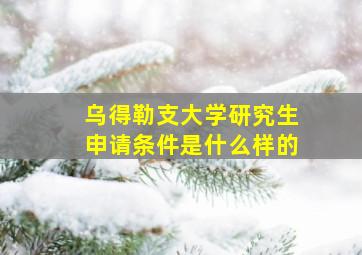 乌得勒支大学研究生申请条件是什么样的