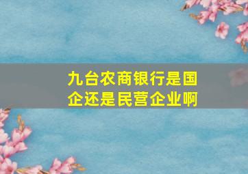 九台农商银行是国企还是民营企业啊