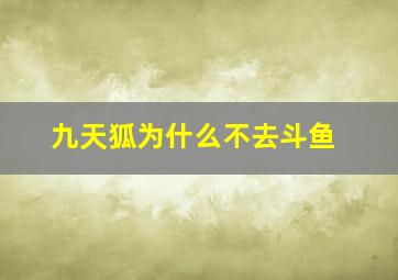 九天狐为什么不去斗鱼