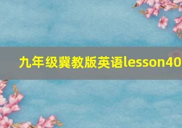 九年级冀教版英语lesson40