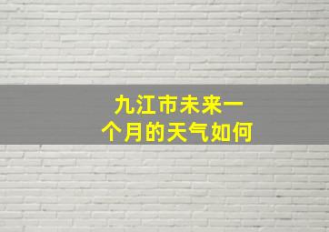 九江市未来一个月的天气如何