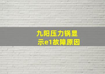 九阳压力锅显示e1故障原因