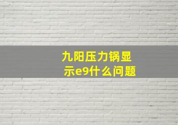 九阳压力锅显示e9什么问题