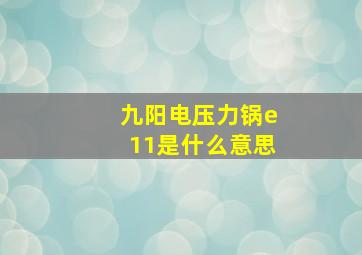 九阳电压力锅e11是什么意思