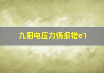 九阳电压力锅报错e1