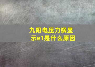 九阳电压力锅显示e1是什么原因