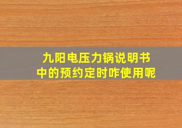 九阳电压力锅说明书中的预约定时咋使用呢