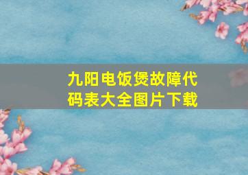 九阳电饭煲故障代码表大全图片下载