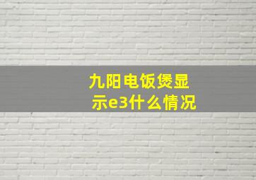 九阳电饭煲显示e3什么情况