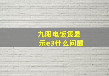 九阳电饭煲显示e3什么问题