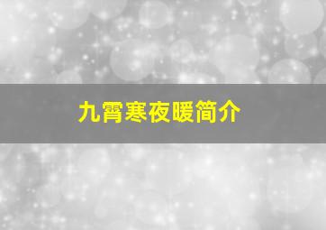 九霄寒夜暖简介