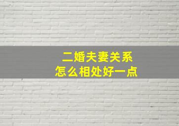 二婚夫妻关系怎么相处好一点