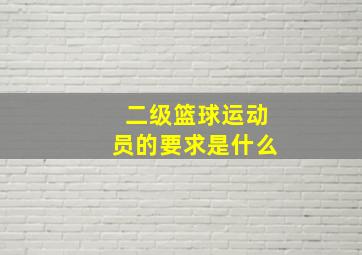 二级篮球运动员的要求是什么