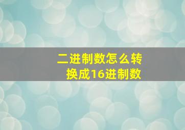 二进制数怎么转换成16进制数