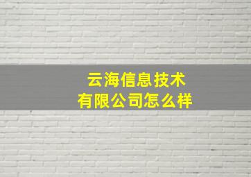 云海信息技术有限公司怎么样