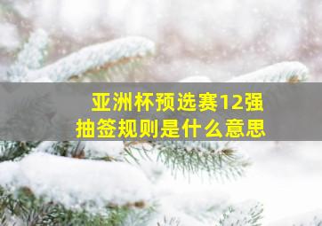 亚洲杯预选赛12强抽签规则是什么意思