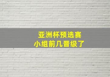 亚洲杯预选赛小组前几晋级了