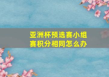 亚洲杯预选赛小组赛积分相同怎么办