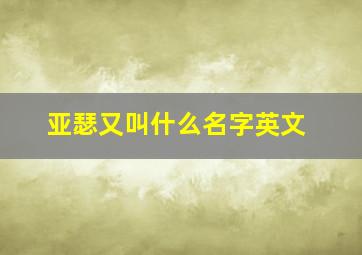 亚瑟又叫什么名字英文