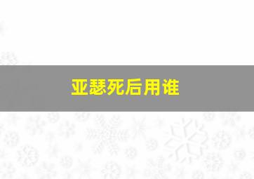 亚瑟死后用谁