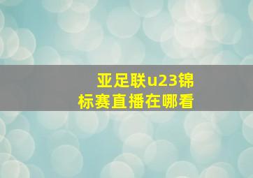 亚足联u23锦标赛直播在哪看