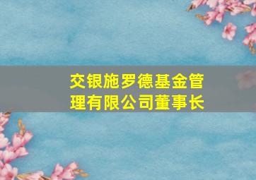 交银施罗德基金管理有限公司董事长