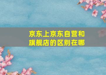 京东上京东自营和旗舰店的区别在哪