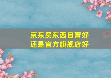 京东买东西自营好还是官方旗舰店好