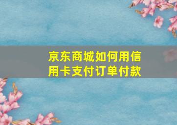 京东商城如何用信用卡支付订单付款