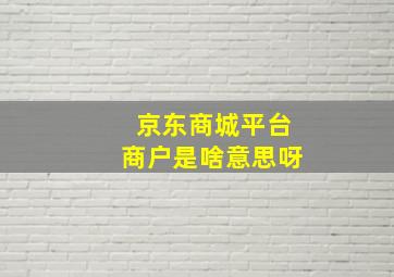 京东商城平台商户是啥意思呀