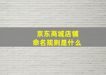 京东商城店铺命名规则是什么