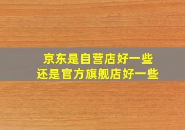 京东是自营店好一些还是官方旗舰店好一些