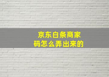 京东白条商家码怎么弄出来的