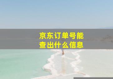 京东订单号能查出什么信息