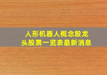 人形机器人概念股龙头股票一览表最新消息