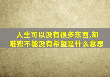 人生可以没有很多东西,却唯独不能没有希望是什么意思