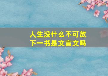 人生没什么不可放下一书是文言文吗