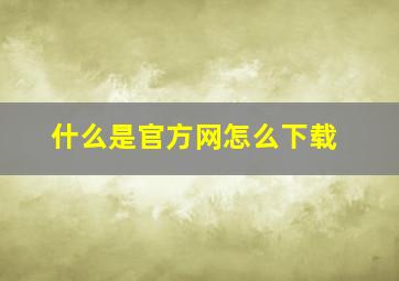 什么是官方网怎么下载