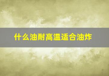 什么油耐高温适合油炸