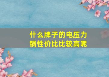 什么牌子的电压力锅性价比比较高呢