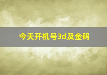 今天开机号3d及金码