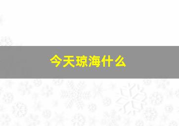 今天琼海什么