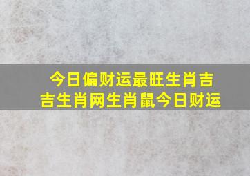 今日偏财运最旺生肖吉吉生肖网生肖鼠今日财运