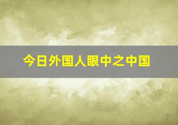 今日外国人眼中之中国