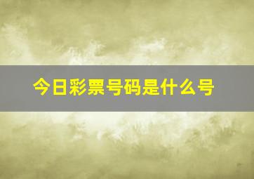 今日彩票号码是什么号